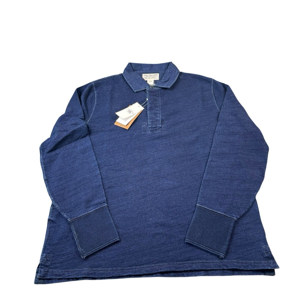 RRL Ralph Lauren Military Surplus Indigo Dyed L/S Henley Polo Size M NWT